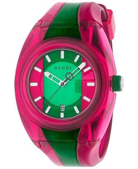 gucci unisex swiss sync pink green rubber strap watch 46mm|Gucci 46mm Gucci Sync Sport Watch w/ Rubber .